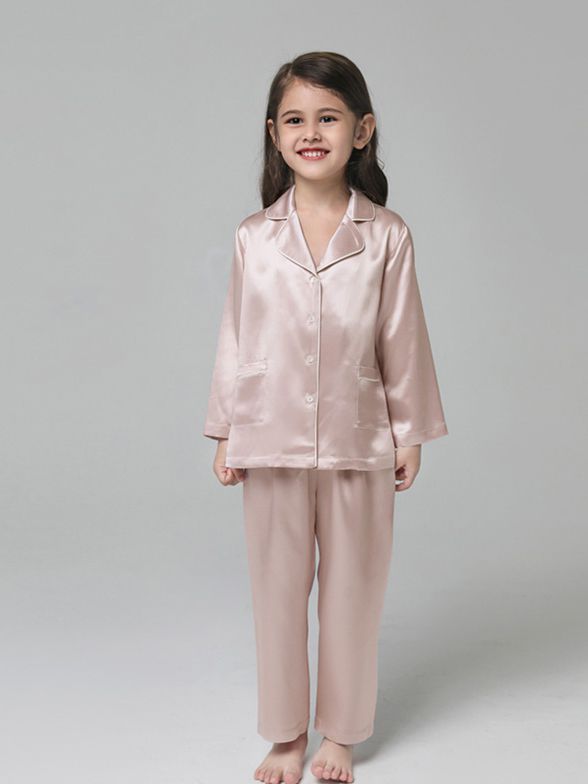 19 Momme Kids Silk Pajamas Set Boys and Girls Silk PJs